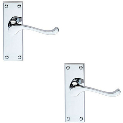 2X Pair Victorian Scroll Handle On Latch Backplate 120 X 41mm Polished Chrome from B&Q