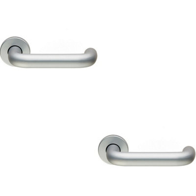  - 2X Pair 19mm Round Bar Safety Lever On Round Rose Concealed Fix Satin Aluminium