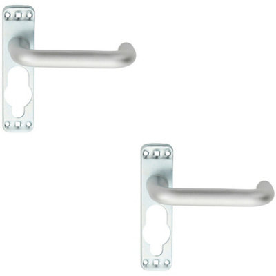  - 2X Pair Safety Lever On Inner Backplate 152mm Door Handle Satin Aluminium
