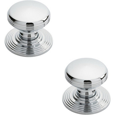 Loops 2X Smooth Ringed Cupboard Door Knob 35Mm Dia Polished Chrome Cabinet Handle
