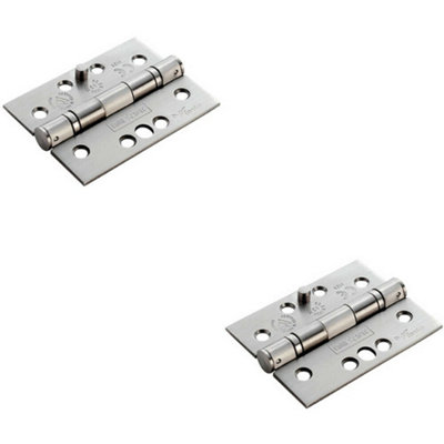 2X Pair 102 X 76 X 3mm 13 Ball Bearing Security Hinge Satin Stainless Steel from B&Q