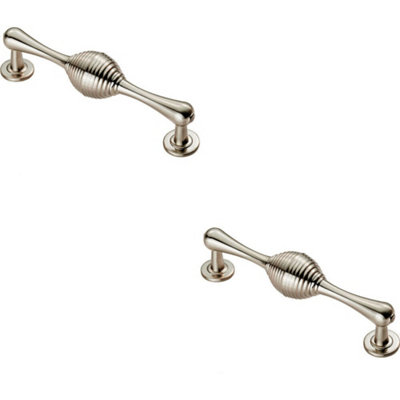 2X Reeded Beehive Handle On Round Rose And Stem 128mm Fixing Centres Nickel from B&Q