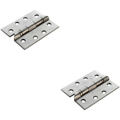  - 2X Pair 102 X 76 X 3mm 13 Ball Bearing Hinge Stainless Steel Interior Door