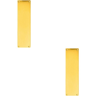 Loops Unisex Metallics 2X Plain Victorian Door Finger Plate 298 X 73Mm Polished Brass Push Plate In - Image 3