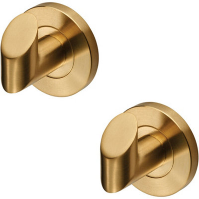  - 2X Single Bathroom Robe Hook On Concealed Fix Rose 44.5mm Proj Satin Pvd