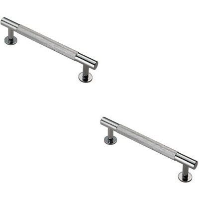 Loops 2X Knurled Bar Door Pull Handle 158 X 13mm 128mm Fixing Centres Chrome from B&Q