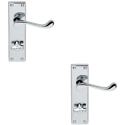  - 2X Pair Victorian Scroll Lever On Bathroom Backplate 155 X 41mm Polished Chrome