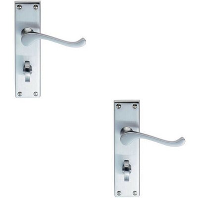  - 2X Pair Victorian Scroll Handle On Bathroom Backplate 155 X 41mm Satin Chrome
