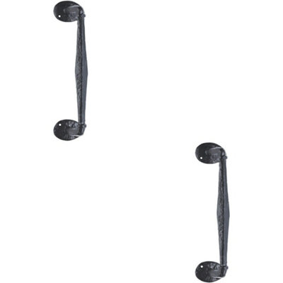 Loops 2X Offset Traditional Forged Pull Handle 263.5 X 67mm Black Antique Door Handle from B&Q