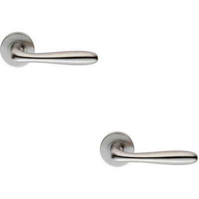 2X Pair Smooth Rounded Bar Handle On 8mm Round Rose Concealed Fix Satin Steel from B&Q