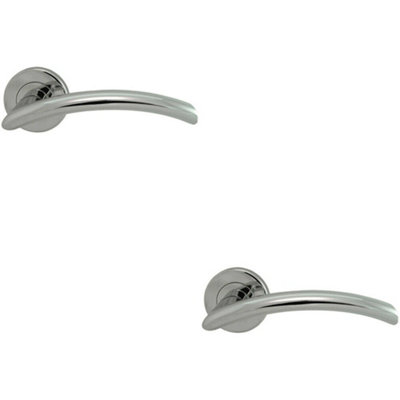  - 2X Pair Oval Shaped Arched Bar Handle Concealed Fix Round Rose Polished Chrome