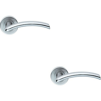 B&Q 2X Pair Oval Shaped Arched Bar Handle Concealed Fix Round Rose Satin Chrome