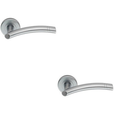  - 2X Pair Arched Round Bar Handle With Ring Detailing Concealed Fix Satin Chrome