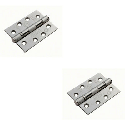 B&Q 2X Pair 102 X 76 X 3Mm Ball Bearing Hinge Satin Stainless Steel Interior Door