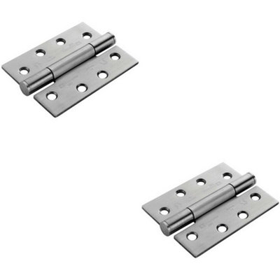 2X Pair 100 X 75 X 3mm Concealed 14 Bearing Hinge Satin Steel Internal Door from B&Q
