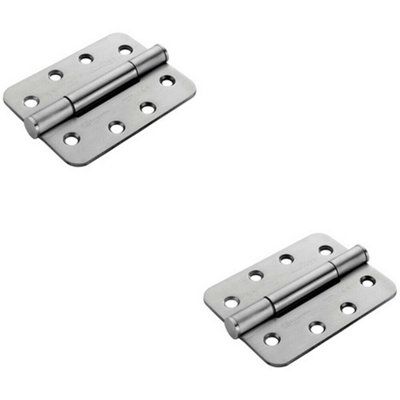 2X Pair 100 X 75 X 3mm Concealed 14 Bearing Hinge Satin Steel Rounded Edge from B&Q