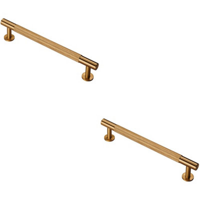 Loops 2X Knurled Bar Door Pull Handle 190 X 13mm 160mm Fixing Centres Satin Brass from B&Q