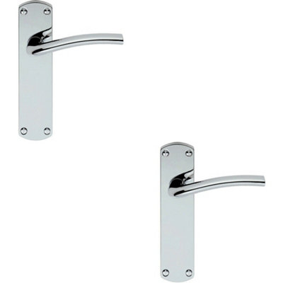  - 2X Rounded Curved Bar Handle On Latch Backplate 170 X 42mm Polished Chrome
