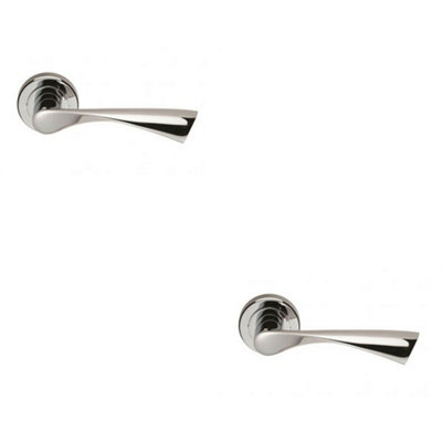 B&Q 2X Pair Angular Twisted Handle On Round Rose Concealed Fix Polished Chrome