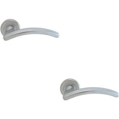 B&Q 2X Pair Oval Shape Arched Bar Handle On Round Rose Concealed Fix Satin Chrome