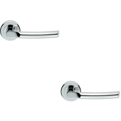  - 2X Pair Curved Round Bar Handle On Round Rose Concealed Fix Polished Chrome
