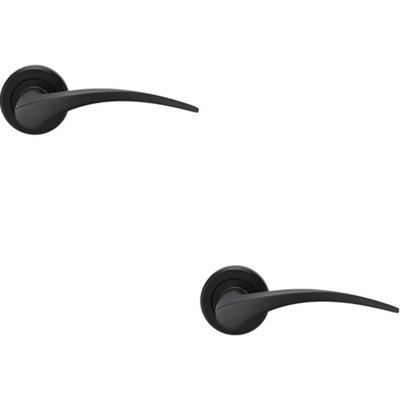  - 2X Pair Arched Tapered Handle On Round Rose Concealed Fix Matt Black Finish