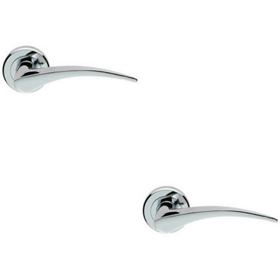 B&Q 2X Pair Arched Tapered Handle On Round Rose Concealed Fix Polished Chrome
