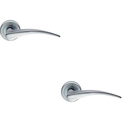  - 2X Pair Arched Tapered Handle On Round Rose Concealed Fix Satin Chrome