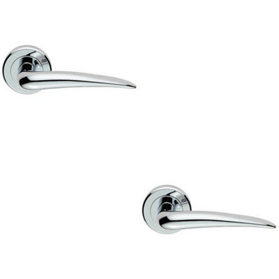 B&Q 2X Pair Straight Tapered Handle On Round Rose Concealed Fix Polished Chrome