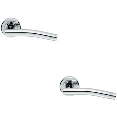  - 2X Pair Round Bar Handle With Arch Concealed Fix Round Rose Polished Chrome