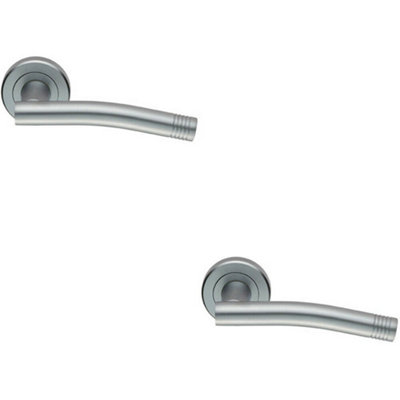 B&Q 2X Pair Round Bar Handle With Arch Concealed Fix Round Rose Satin Chrome