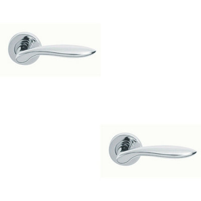 2X Pair Smooth Ergonomic Handle On Round Rose Concealed Fix Polished Chrome from B&Q