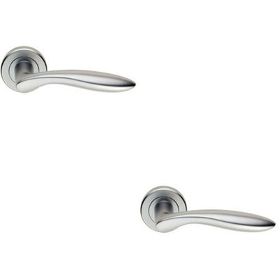 B&Q 2X Pair Smooth Ergonomic Handle On Round Rose Concealed Fix Satin Chrome