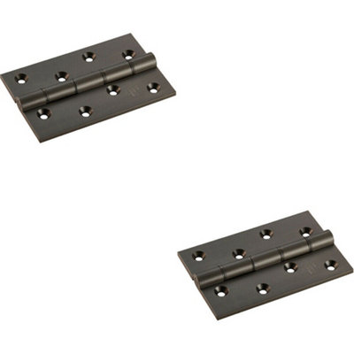 2X Pair 102 X 67 X 4mm Brass Washered Butt Hinge Matt Bronze Internal Door from B&Q