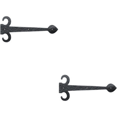  - 2X Pair 305mm Ornate Sword Hinge Front Black Antique Decorative Door Plate