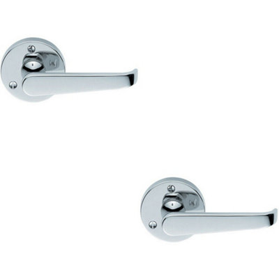  - 2X Pair Victorian Straight Shaped Lever On 59mm Round Rose Chrome Handle