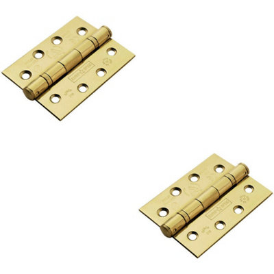 B&Q 2X Pair 102 X 76 X 3Mm Ball Bearing Hinge Stainless Brass Interior Door