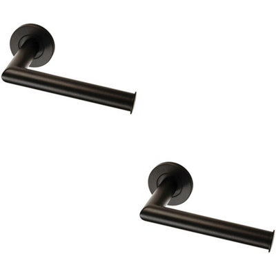 2X Mitred Bathroom Toilet Roll Holder On Rose Concealed Fix Matt Black from B&Q
