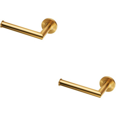 2X Mitred Bathroom Toilet Roll Holder On Rose Concealed Fix Satin Pvd from B&Q