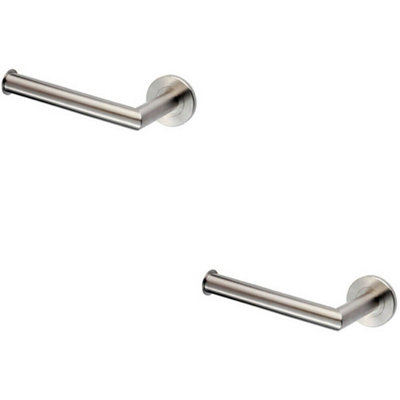 2X Mitred Bathroom Toilet Roll Holder On Rose Concealed Fix Stainless Steel from B&Q