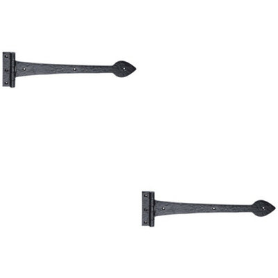 2X Pair 275 X 102mm Ornate T Hinge Black Antique Internal Decorative Door Hinge from B&Q