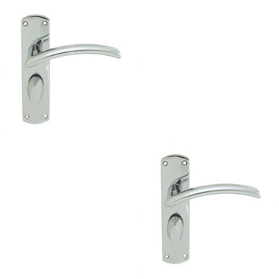  - 2X Arched Lever On Bathroom Backplate Door Handle 170 X 42mm Polished Chrome