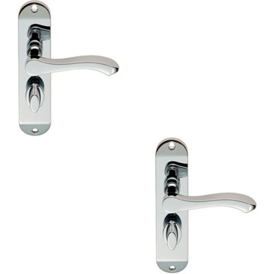  - 2X Pair Scroll Lever Door Handle On Bathroom Backplate 180 X 40mm Chrome