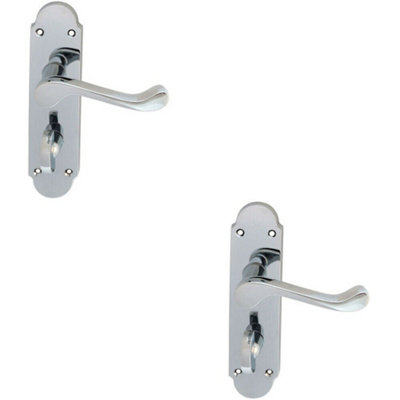  - 2X Pair Victorian Upturned Lever On Bathroom Backplate 170 X 42mm Chrome