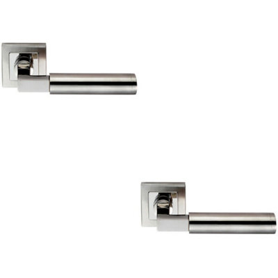 2X Pair Square Cut Mitred Bar Handle Concealed Fix Polished & Satin Steel from B&Q