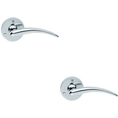 B&Q 2X Pair Slim Arched Tapered Lever On 58Mm Round Rose Polished Chrome Door Handle - B&Q
