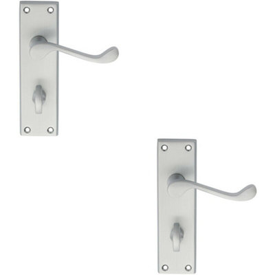  - 2X Pair Victorian Scroll Handle On Bathroom Backplate 150 X 43mm Satin Chrome