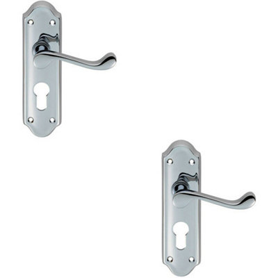  - 2X Pair Victorian Upturned Lever On Euro Lock Backplate 168 X 47mm Chrome