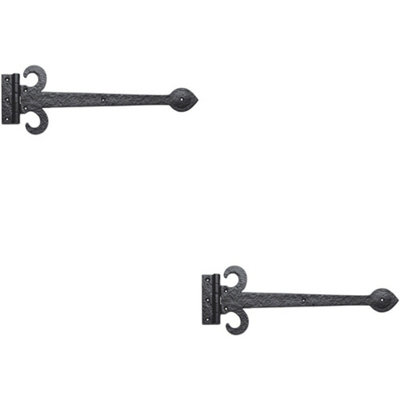  - 2X Pair 381mm Ornate Sword T Hinge Black Antique Internal Decorative Door Hinge