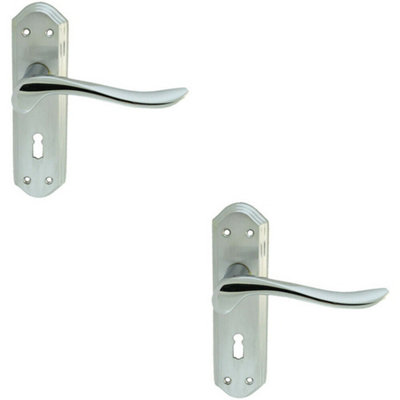  - 2X Pair Curved Lever On Sculpted Edge Backplate 180 X 48mm Satin/polished Chrome